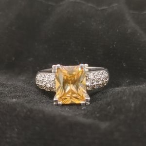 Silver Ring Sterling Orange Square .925